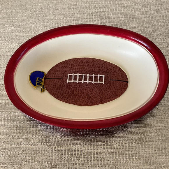 Oval Shape Ceramic Trinket Dish with Football Design EUC - Picture 2 of 5